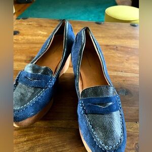 Pilcro suede wedge platform penny loafers